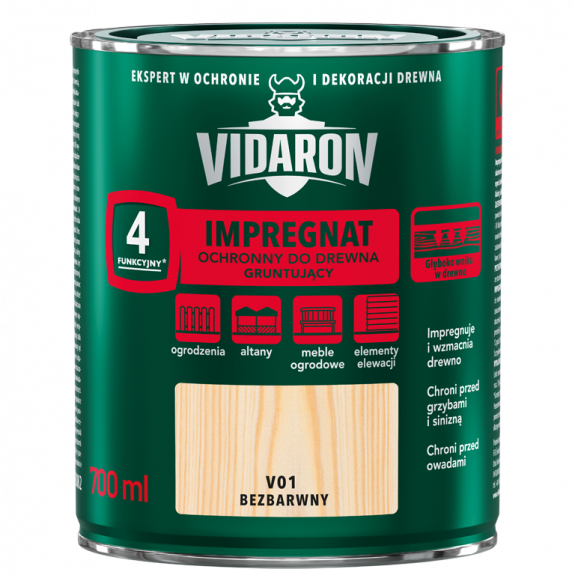 VIDARON Grunt Impregnat gruntujący do drewna 0,7L Bezbarwny V01
