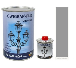 LOWIGRAF PUR Emalia poliuretanowa na metale gładka stalowy grafitowy | Zestaw emalia 0,8l plus utwardzacz