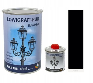 LOWIGRAF PUR Emalia poliuretanowa na metale gładka czarna | Zestaw emalia 2,5l plus utwardzacz