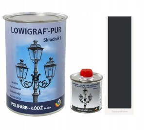 LOWIGRAF PUR Emalia poliuretanowa na metale gładka szary grafit | Zestaw emalia 0,8l plus utwardzacz