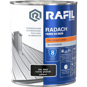 RADACH 0,75l Czarny Głęboki RAL 9005 Farba na dach PÓŁMAT