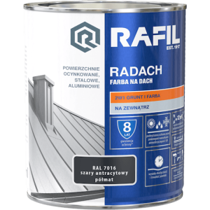 RADACH 0,75l Szary Antracytowy RAL 7016 Farba na dach PÓŁMAT