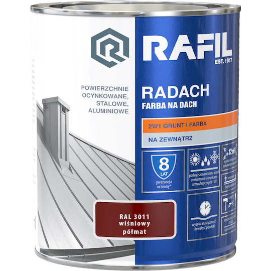 RADACH 0,75l Wiśniowy RAL 3011 Farba na dach PÓŁMAT
