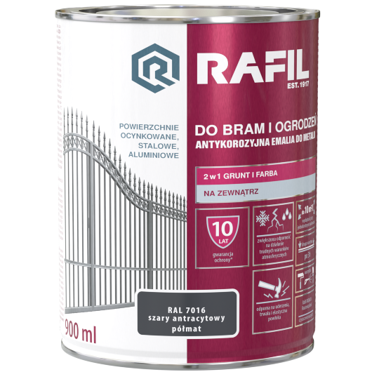 RAFIL do bram i ogrodzeń 0,9L Szary Antracyt RAL 7016 Półmat