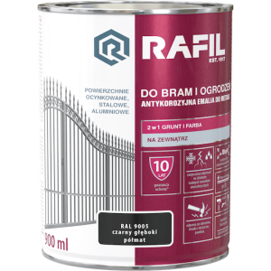 RAFIL Do Bram i Ogrodzeń 0,9L Czarny Głęboki RAL 9005 Półmat