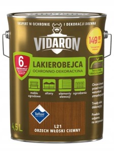VIDARON Lakierobejca ochronno-dekoracyjna orzech włoski ciemny L21 4,5L