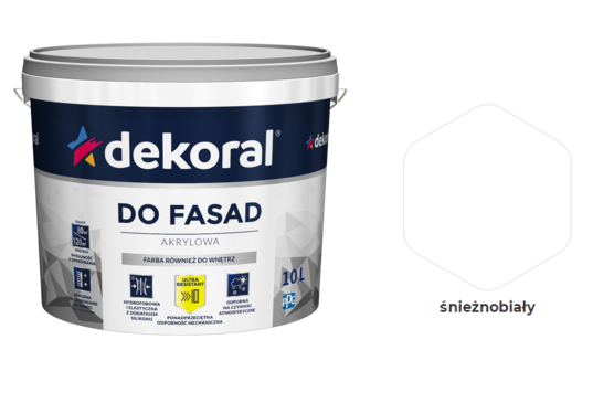 Farba emulsyjna fasadowa Dekoral Polinit BIAŁY 10l