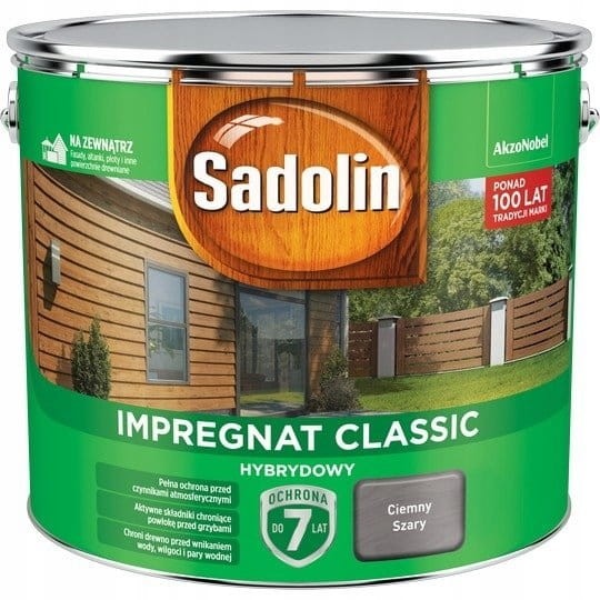 SADOLIN Classic Impregnat do drewna 9l CIEMNY SZARY