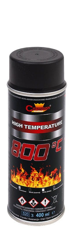 CHAMPION FARBA ŻAROODPORNA CZARNA SPRAY 400 ML RAL 9011
