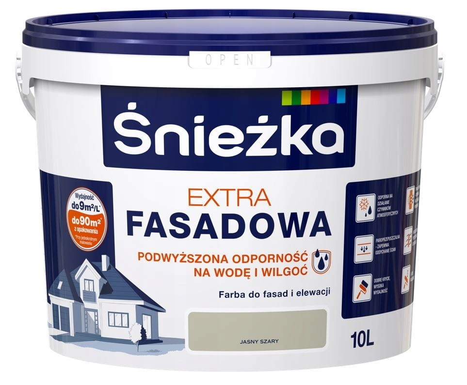 Farba Śnieżka Extra Fasadowa JASNY SZARY 10L