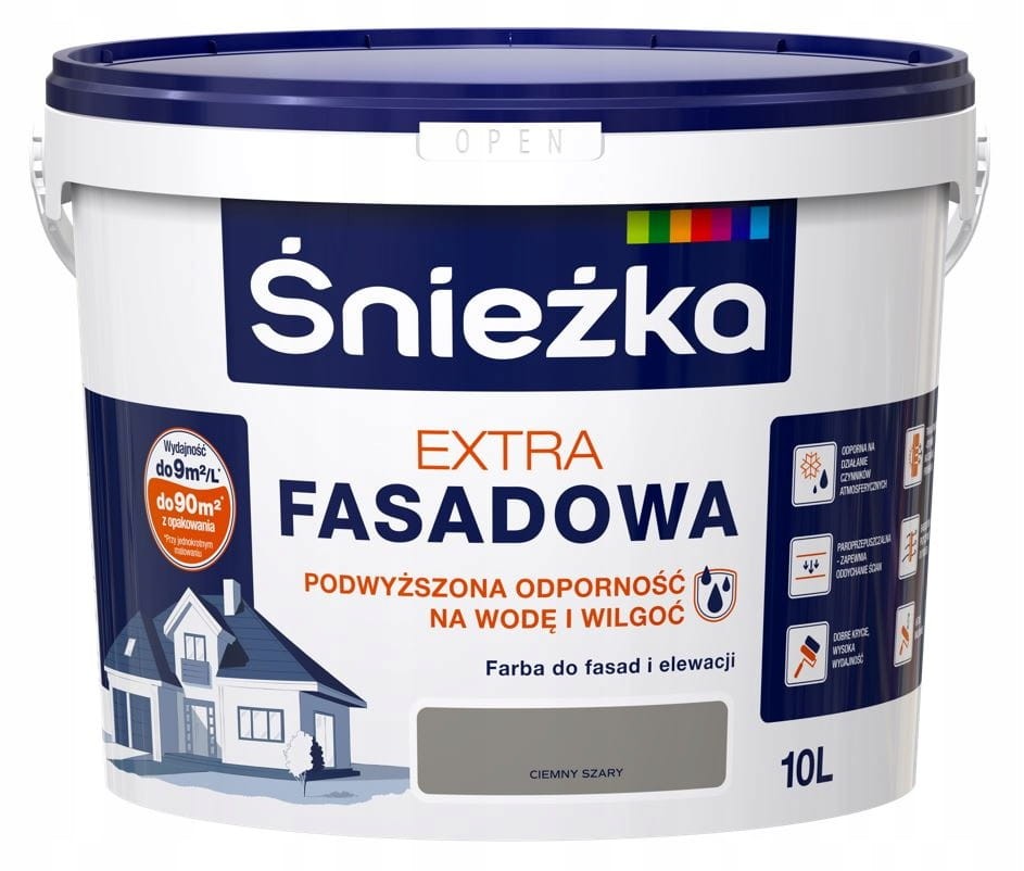 Farba Śnieżka Extra Fasadowa CIEMNY SZARY 10L