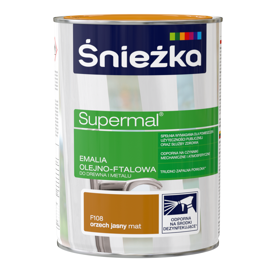Śnieżka Supermal Emalia 0,8l Orzech Jasny MAT  F108