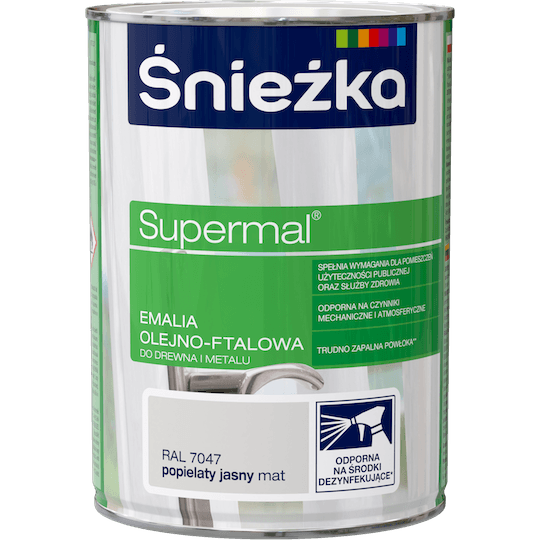 Śnieżka Supermal Emalia 0,8l Popielaty Jasny MAT  RAL 7047