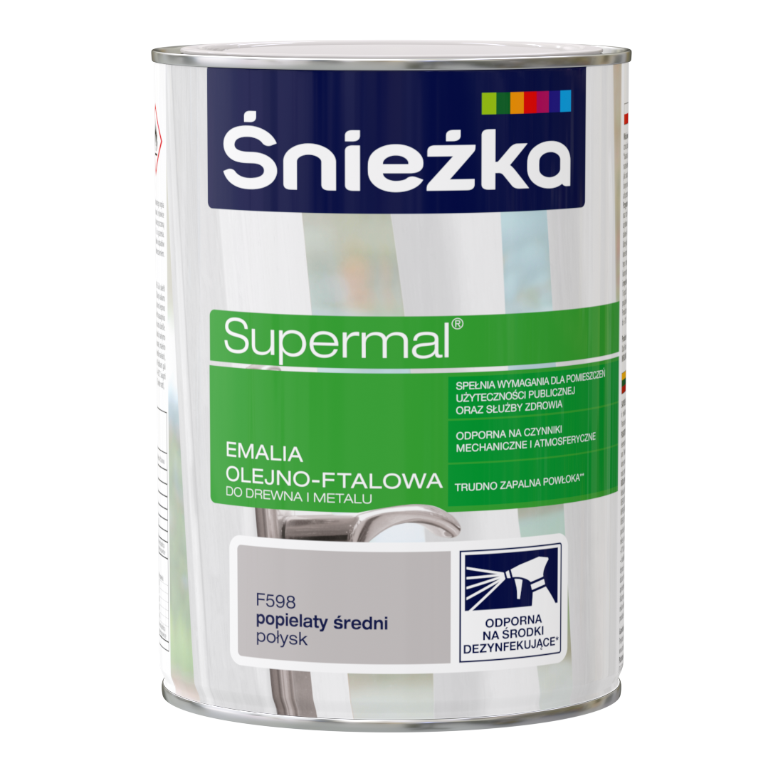 Śnieżka Supermal Emalia 0,8l Popielaty Średni F598