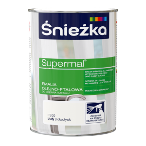 Śnieżka Supermal Emalia do drewna metalu i tynków biała F300 półpołysk 0,8L