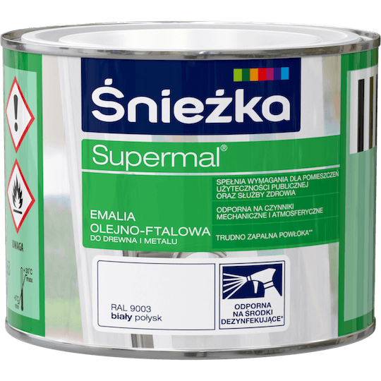 Śnieżka Supermal Emalia 0,2l Biały Połysk  RAL 9003