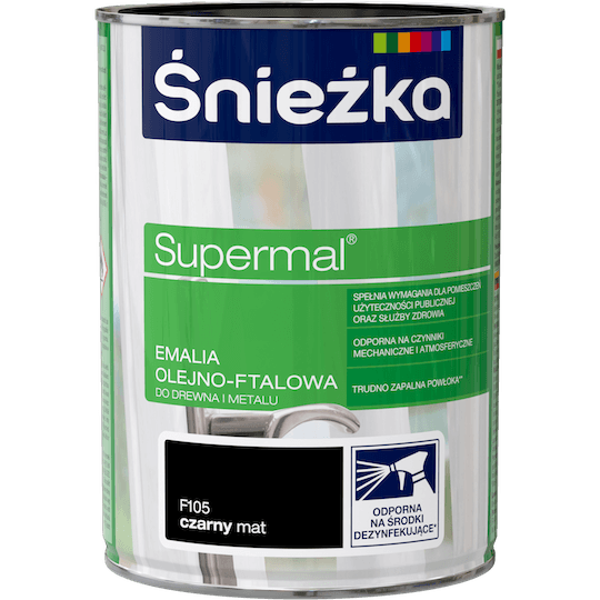 Śnieżka Supermal Emalia 0,8l Czarny Matowy F105