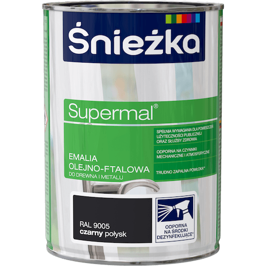 Śnieżka Supermal Emalia 0,8l Czarny Połysk RAL 9005