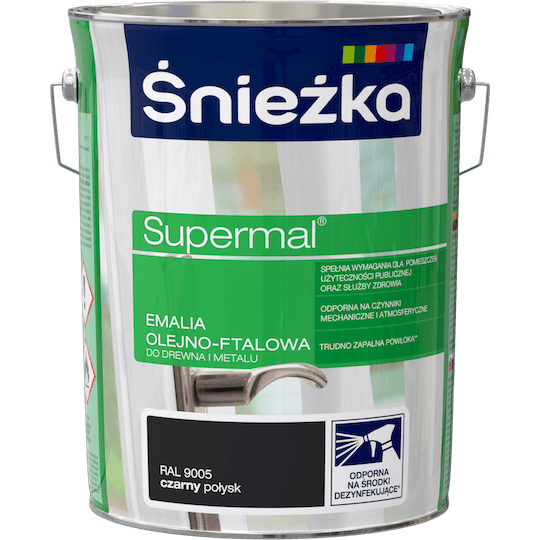 Śnieżka Supermal Emalia ftalowa 5l Czarny Połysk RAL 9005