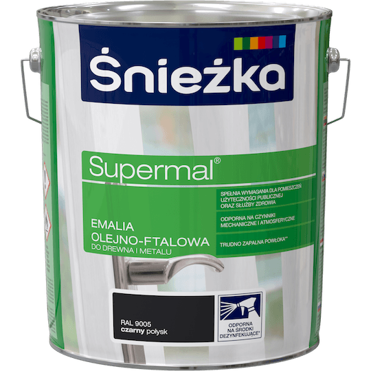 Śnieżka Supermal Emalia ftalowa 10l Czarny RAL 9005  Połysk