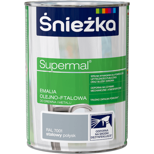 Śnieżka Supermal Emalia ftalowa 0,8l Stalowy RAL 7001
