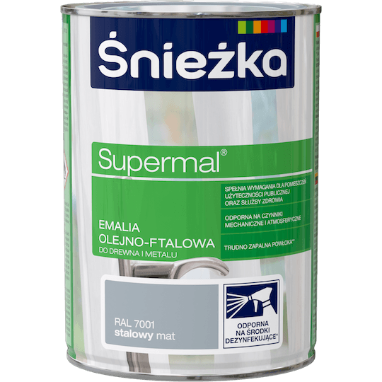 Śnieżka Supermal Emalia ftalowa 0,8l Stalowy MAT RAL 7001