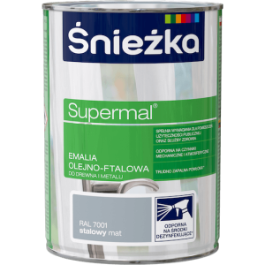 Śnieżka Supermal Emalia ftalowa 0,8l Stalowy MAT RAL 7001