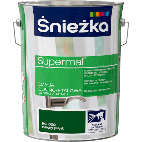 Śnieżka Supermal Emalia ftalowa 5l Zielony Połysk RAL 6002