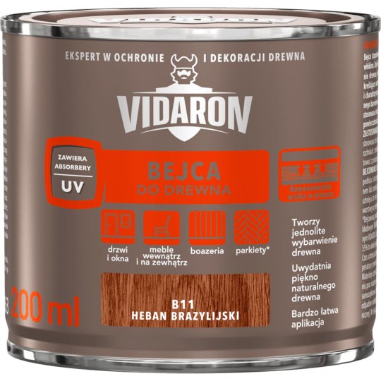 VIDARON Bejca do drewna 0,2l Heban Brazylijski  B11 &&&