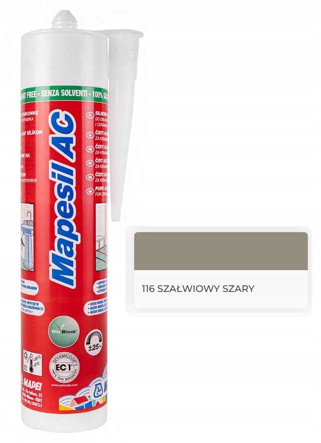 SILIKON Mapei Mapesil AC 310ml Szałwiowy Szary 116