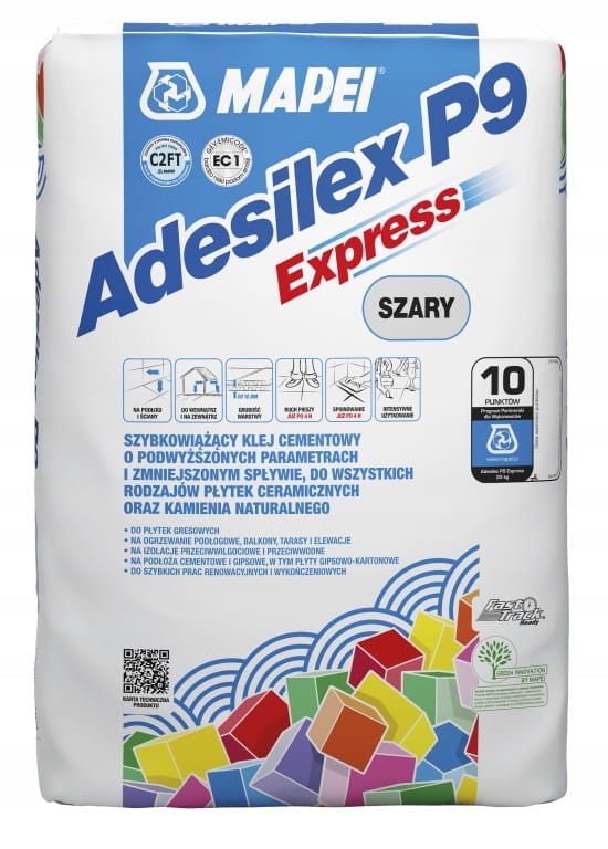 MAPEI ADESILEX P9 EXPRESS 25 kg Klej do płytek SZARY