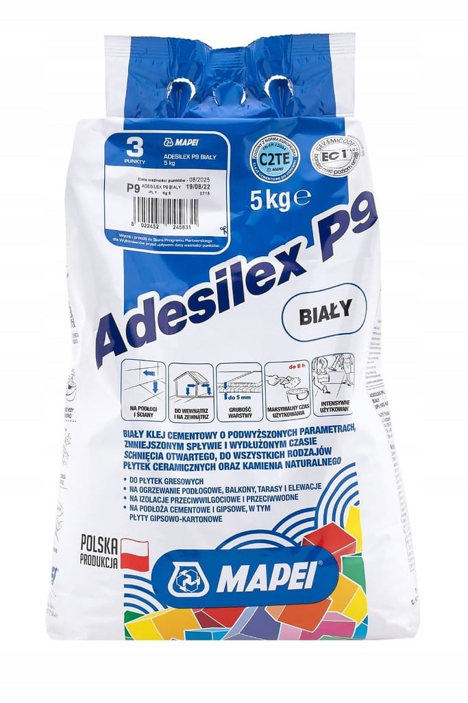MAPEI ADESILEX P9 5 kg Klej do płytek BIAŁY &&&