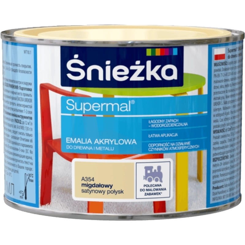 ŚNIEŻKA Eko Supermal Emalia akrylowa 0,4L MIGDAŁOWY Satyna A354