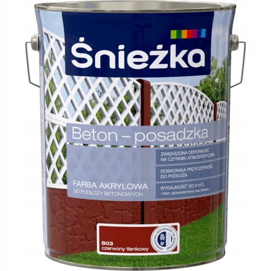Farba do betonu ŚNIEŻKA BETON POSADZKA CZERWONY TLENKOWY 5L  +