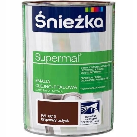 Śnieżka Supermal Emalia ftalowa 10l Brązowy Połysk RAL 8016