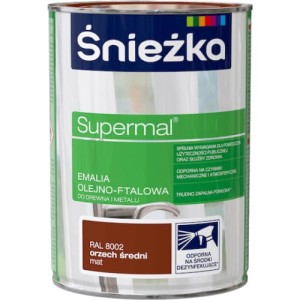 Śnieżka Supermal Emalia 0,8l Orzech Średni MAT  RAL 8002