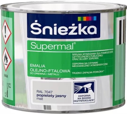 Śnieżka Supermal Emalia 0,2l Popielaty Jasny MAT  RAL 7047