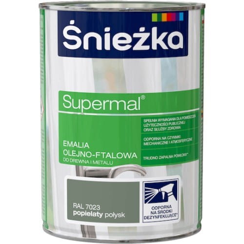 Śnieżka Supermal Emalia ftalowa 10l Popielaty RAL 7023 +