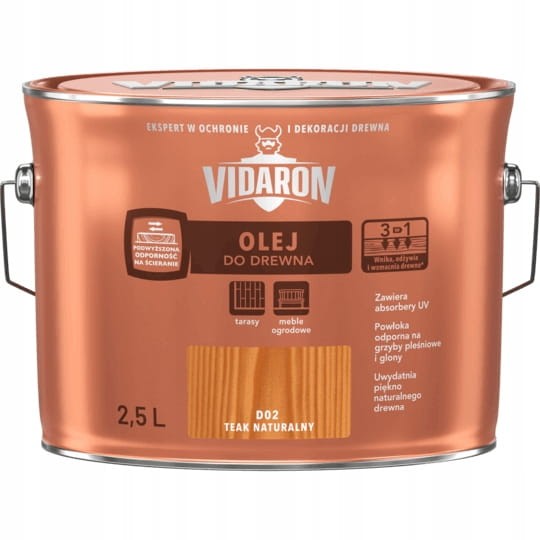 VIDARON Olej do drewna 2,5L Teak Naturalny D02