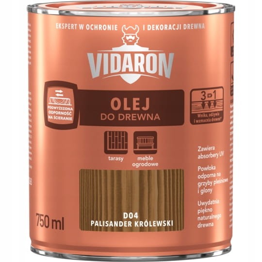 VIDARON Olej do drewna 0,75L Palisander Królewski D04