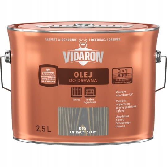 VIDARON Olej do drewna 2,5L Antracyt Szary D05