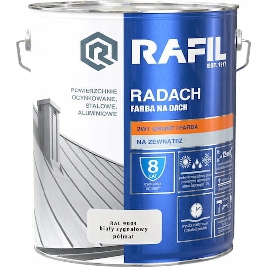 RAFIL RADACH 5L BIAŁY SYGNAŁOWY R. 9003 PÓŁMAT