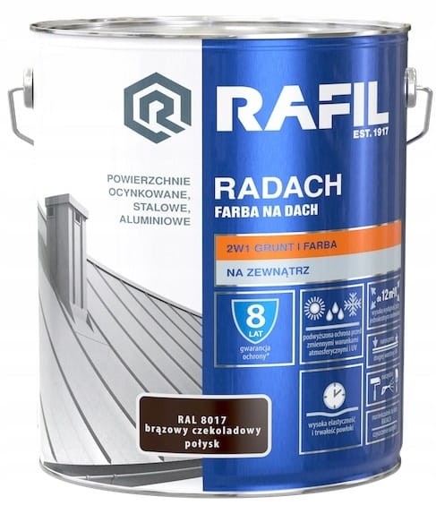 RADACH 5l Brąz Czekolada RAL 8017 Farba na dach PÓŁMAT +