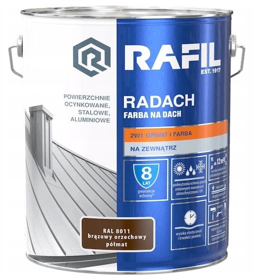RADACH 5l Brąz Orzechowy RAL 8011 Farba na dach PÓŁMAT