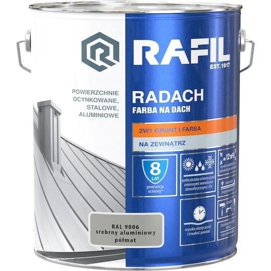 RADACH 10l Srebrny aluminiowy RAL 9006 Farba na dach PÓŁMAT