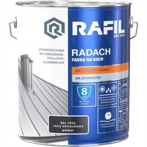 RADACH 10l Szary antracytowy RAL 7016 Farba na dach PÓŁMAT +