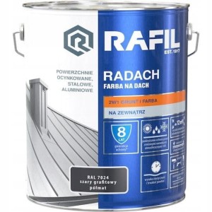RADACH 5l Szary Grafitowy RAL 7024 Farba na dach PÓŁMAT