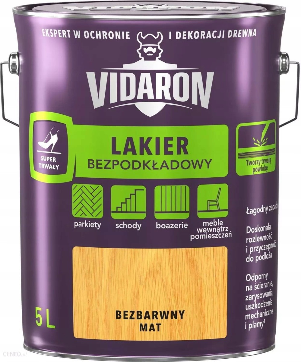 VIDARON Lakier do drewna bezpodkładowy bezbarwny mat 5L