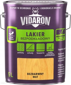 VIDARON Lakier do drewna bezpodkładowy bezbarwny mat 5L
