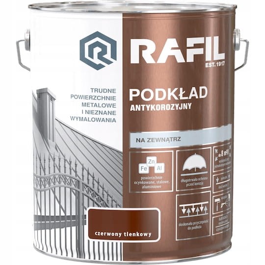RAFIL Podkład antykorozyjny 0,75L czerwony tlenkowy RAL 3009